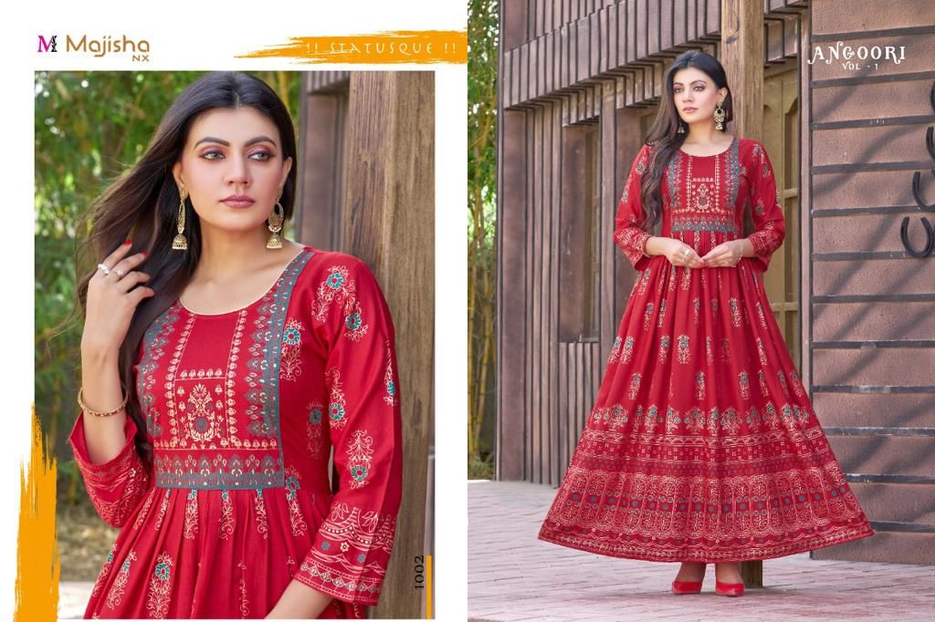 Majisha Nx Angoori 1 fancy Designer Ethnic Wear Long Anarkali Kurti Collection